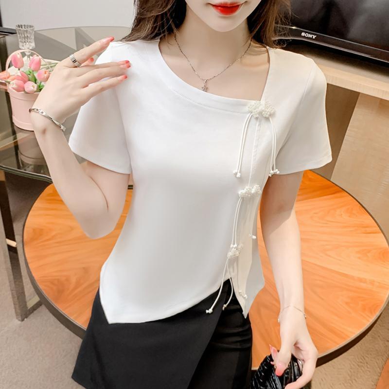 Áo Thun Tay Ngắn Dáng Ôm Thiết Kế Độc Đáo Thời Trang Mùa Hè 2023 Mới Cho Nữ