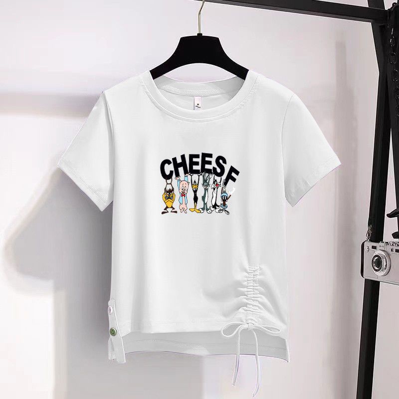 Áo Thun Cotton Ngắn Tay Cổ Tròn Dáng Rộng Ag3v Phong Cách Hàn Quốc Thời Trang Mùa Hè Cho Nữ