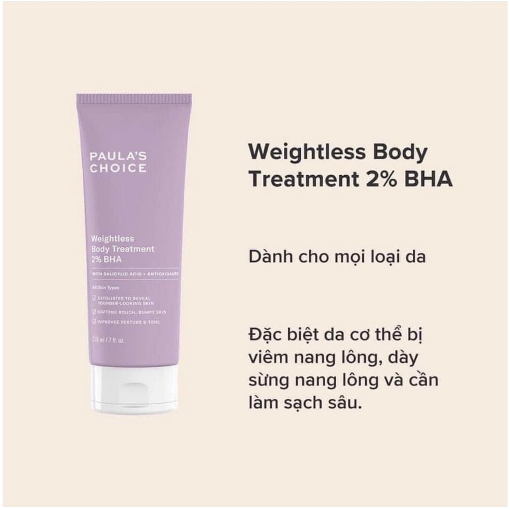 Dưỡng Thể Giảm Mụn Lưng, Giảm Viêm Nang Lông Paula's Choice Body Treatment 2% BHA