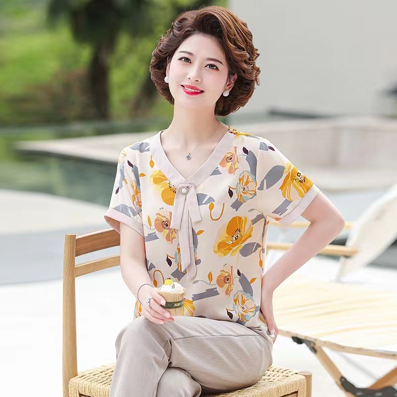 Áo Thun Tay Ngắn Vải Chiffon Mỏng Thời Trang Mùa Hè Cho Nữ áo big size trung niên nữ