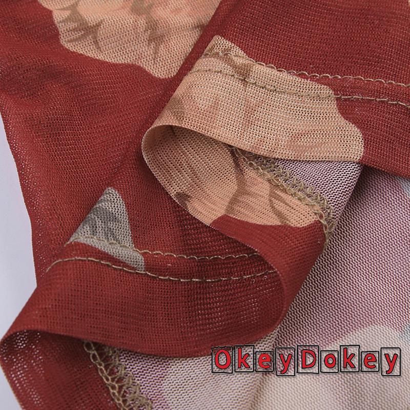 Áo Lưới Hai Dây Cổ Vuông In Họa Tiết Hoa Phong Cách Vintage Đường Phố Cho Nữ