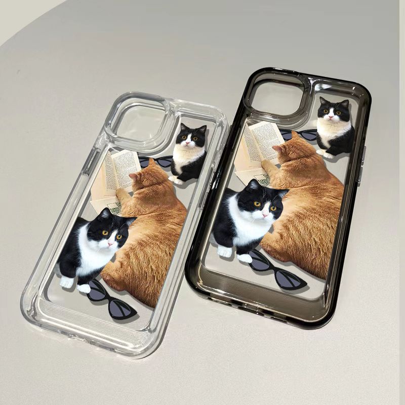 Ốp Điện Thoại TPU Mềm Trong Suốt Chống Sốc Hình Mèo Đọc Sách Cho IPhone 11 14 13 12 Pro Max XS X XR 7 + 8 6 6S Plus Sự Bảo Vệ
