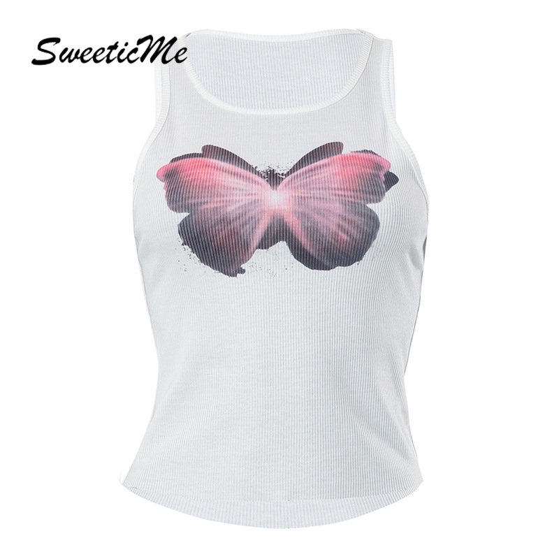 Áo Tank Top Cổ Tròn Dáng Ôm In Họa Tiết Đơn Giản Thời Trang 2023 Cho Bạn Gái