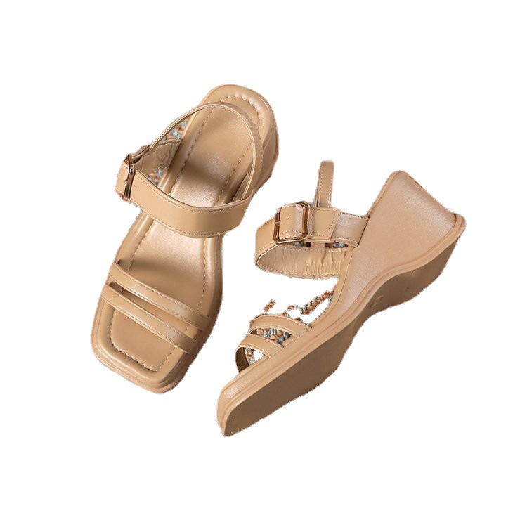 Giày Sandal Mùa Hè Đế Xuồng Dày Dặn Có Dây Hợp Thời Trang 2023 Cho Nữ