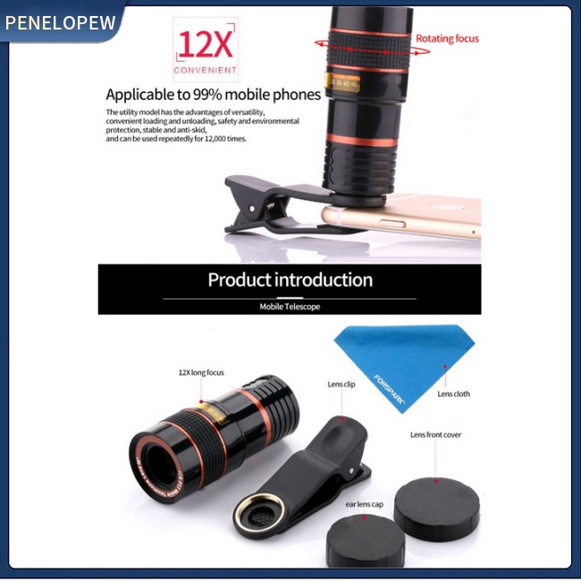 Thấu Kính Macro Chụp Hình 12x 8x Cho Điện Thoại Thông Minh / Máy Ảnh