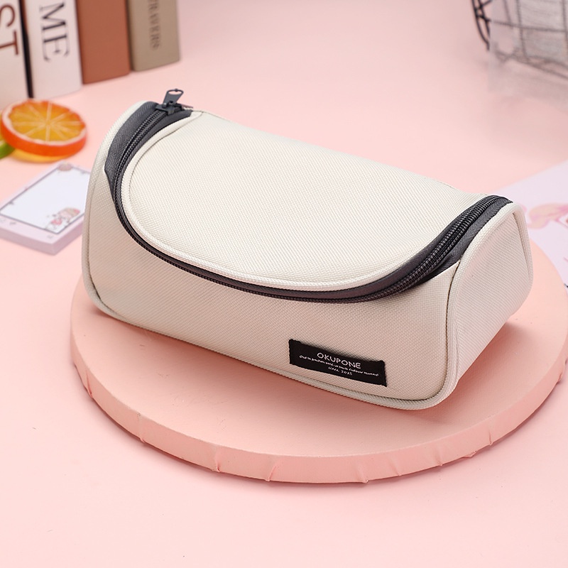 Túi Đựng Bút Bằng Vải canvas Đa Năng Màu Trơn Cỡ Lớn Phong Cách Hàn Quốc