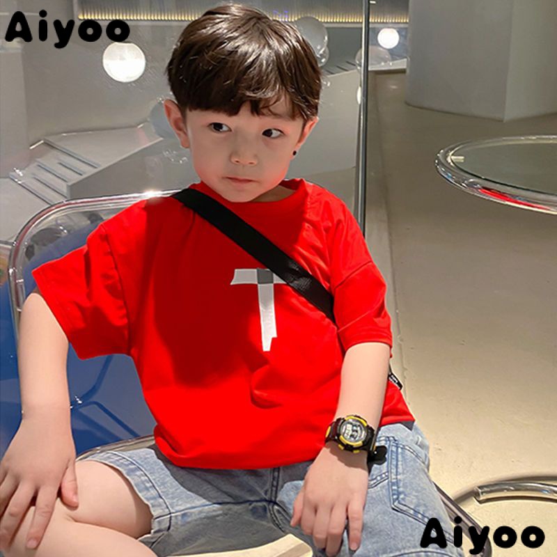 Áo Thun Cotton Tay Ngắn In Chữ Thời Trang Mùa Hè Hàn Quốc 2021 Cho Bé Trai