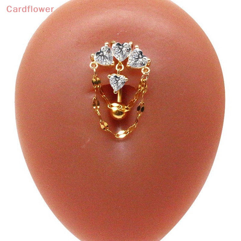 Khuyên Rốn Thép Không Gỉ Hình Trái Tim Đính Đá Zircon Mới