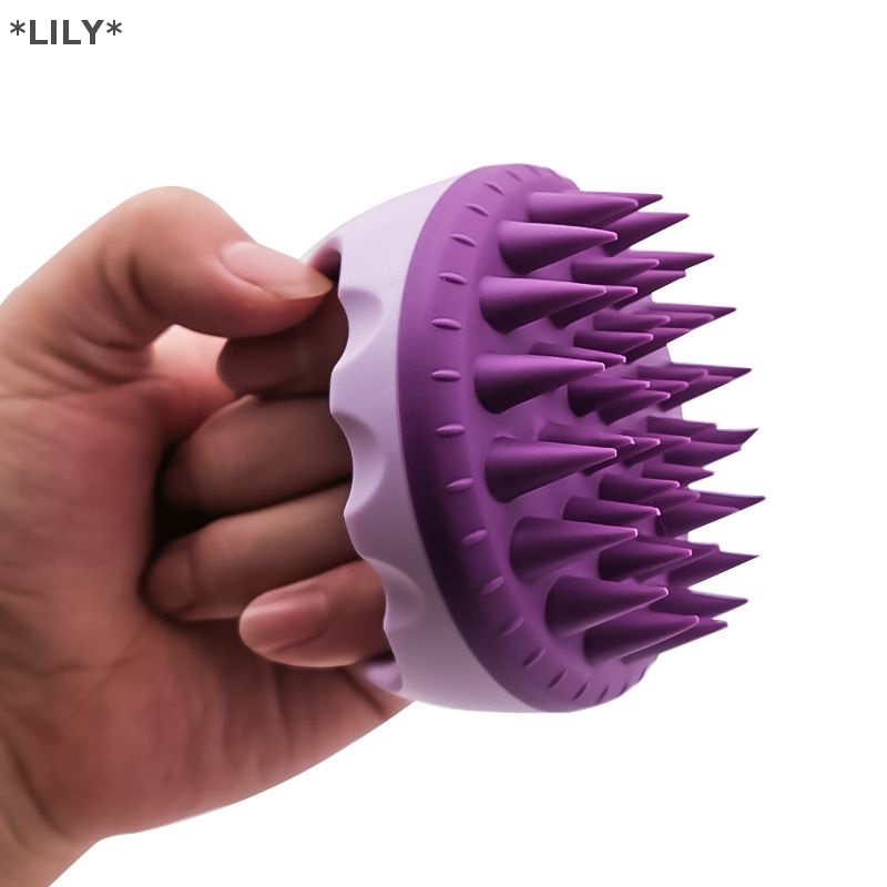 Lily xách tay Silicone dầu gội đầu bàn chải cầm tay Vòng mềm da đầu massage tóc bàn chải uuu