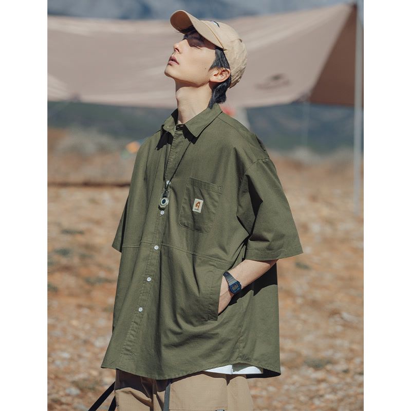 【luckin men's】áo nam，thời trang nam，áo sơ mi nam，hàn quốc，bigsize t shirt ，Áo Sơ Mi Ngắn Tay Phong Cách Nhật Bản Thời Trang Mùa Hè Hàng Mới Dành Cho Nam，áo thun oversize nam，áo polo nam，đồ bộ nam，kaki，xanh lam，đen，trắng