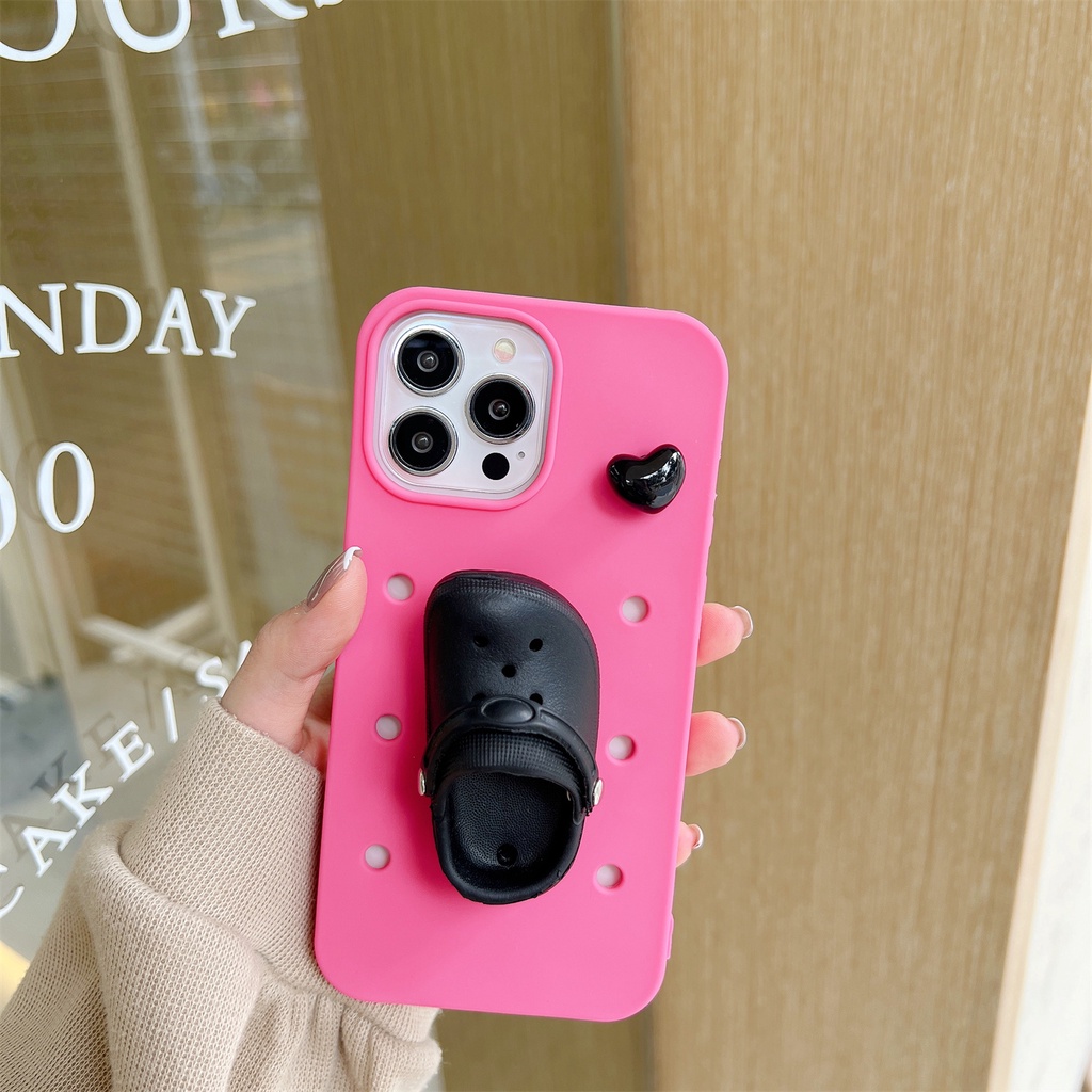 Ốp Điện Thoại Tpu Silicon Mềm Chống Sốc Hình Chiếc Giày 3D Màu Trơn Cho iPhone 14 13 12 11 Pro Max