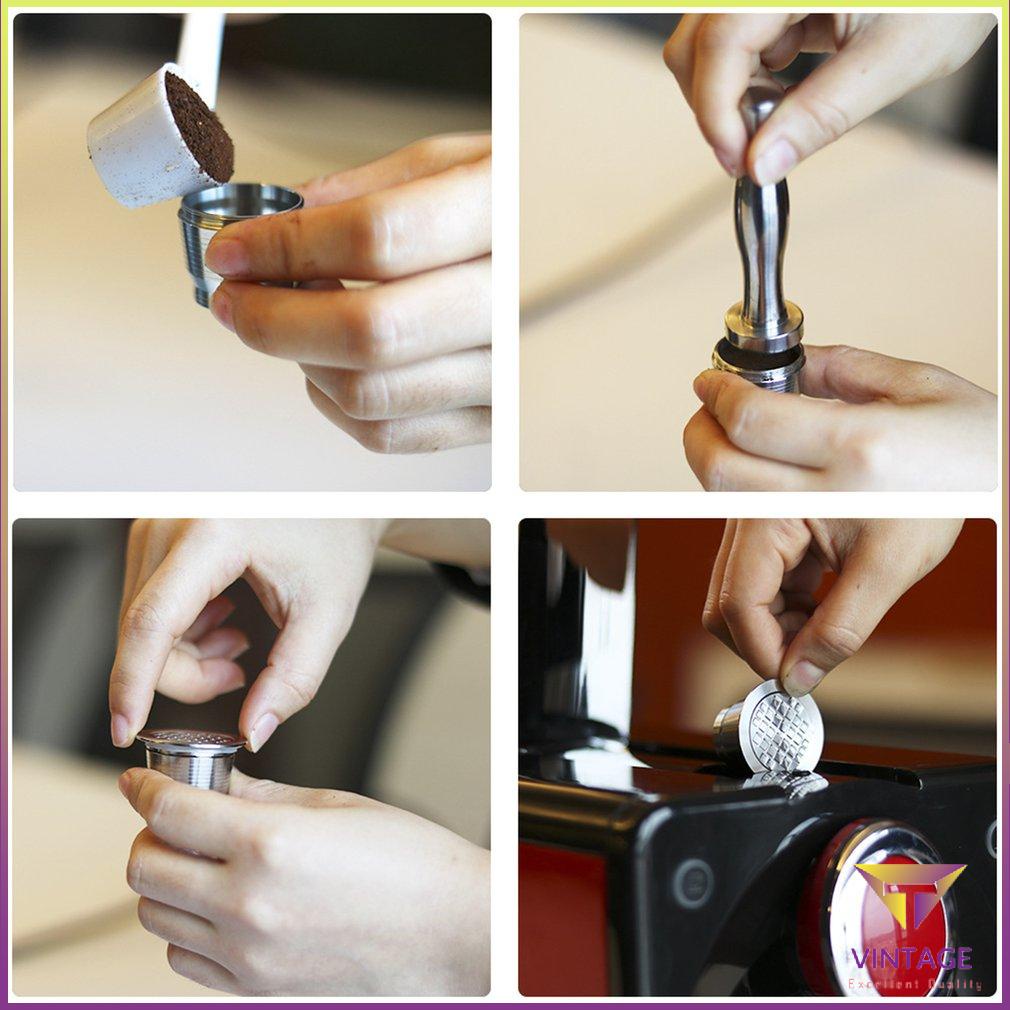 Lọ Cà Phê Lỗ Vuông Viên Pod Lọc Nhỏ Giọt Tam Giác Thép Không Gỉ Tương Thích Với Máy Pha Nespresso