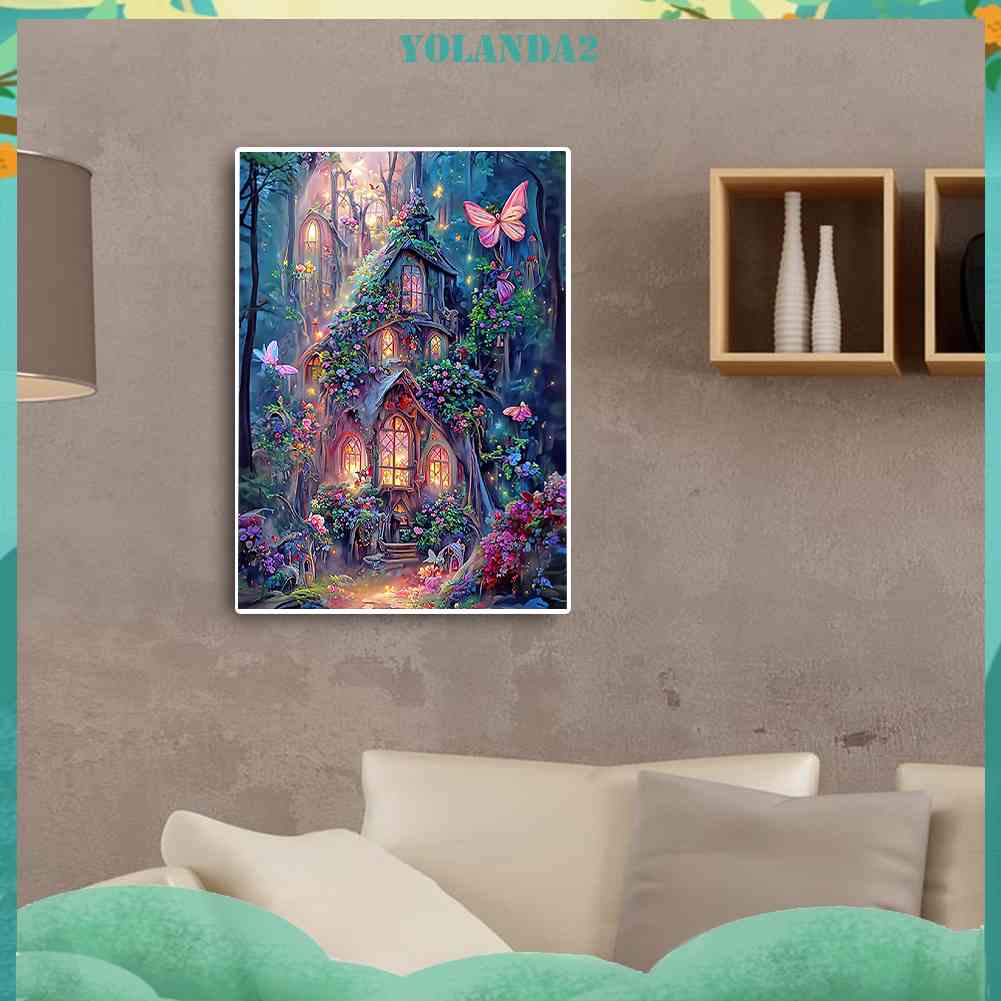 Tranh Đính Đá Kim Cương Toàn Bộ 5D DIY Hình Vẽ Ngôi Nhà Mơ Ước