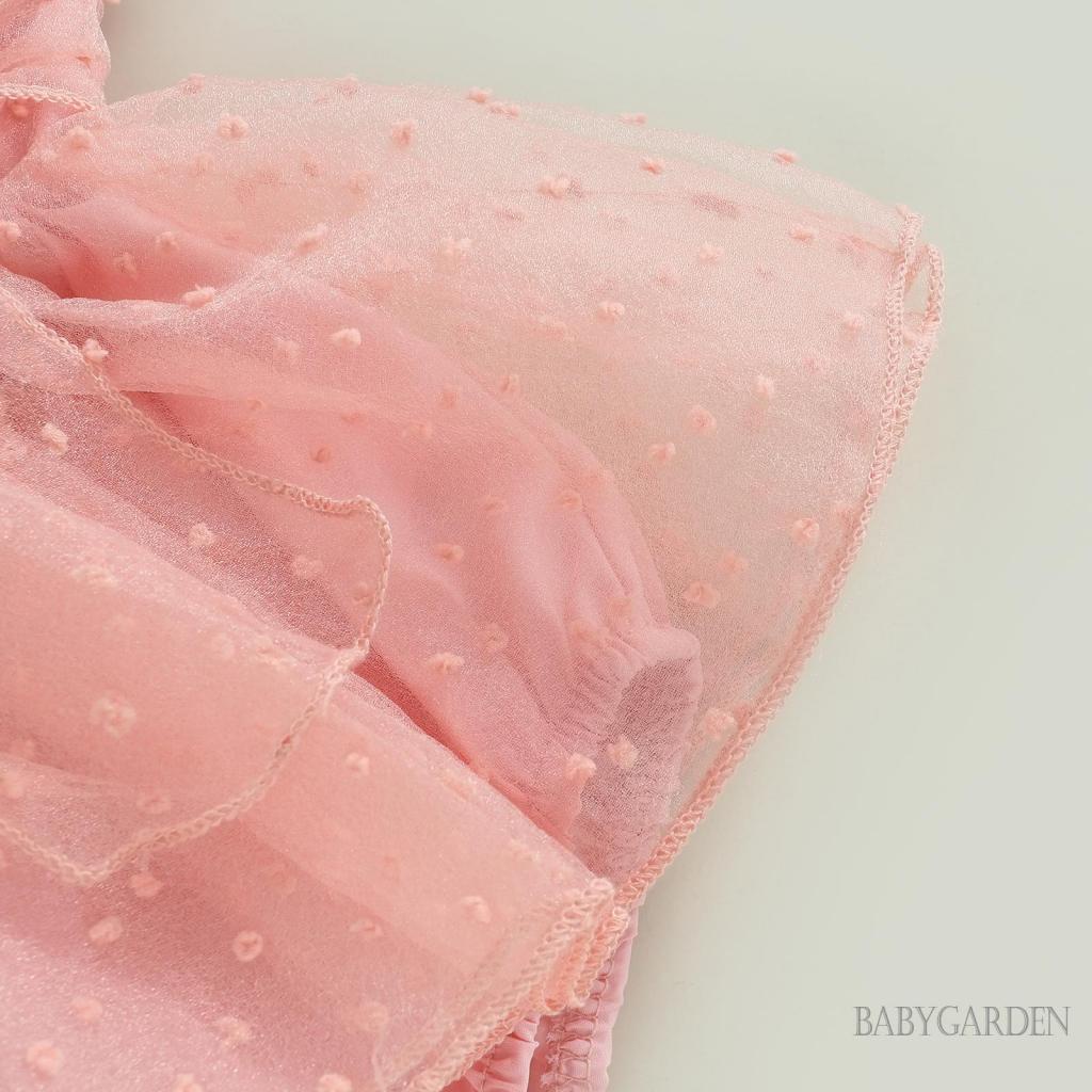 Đầm Liền Thân Tay Ngắn Phối Lưới Đính Nơ Dễ Thương Thời Trang Mùa Hè Cho Bé Gái 0-18 Tháng Tuổi