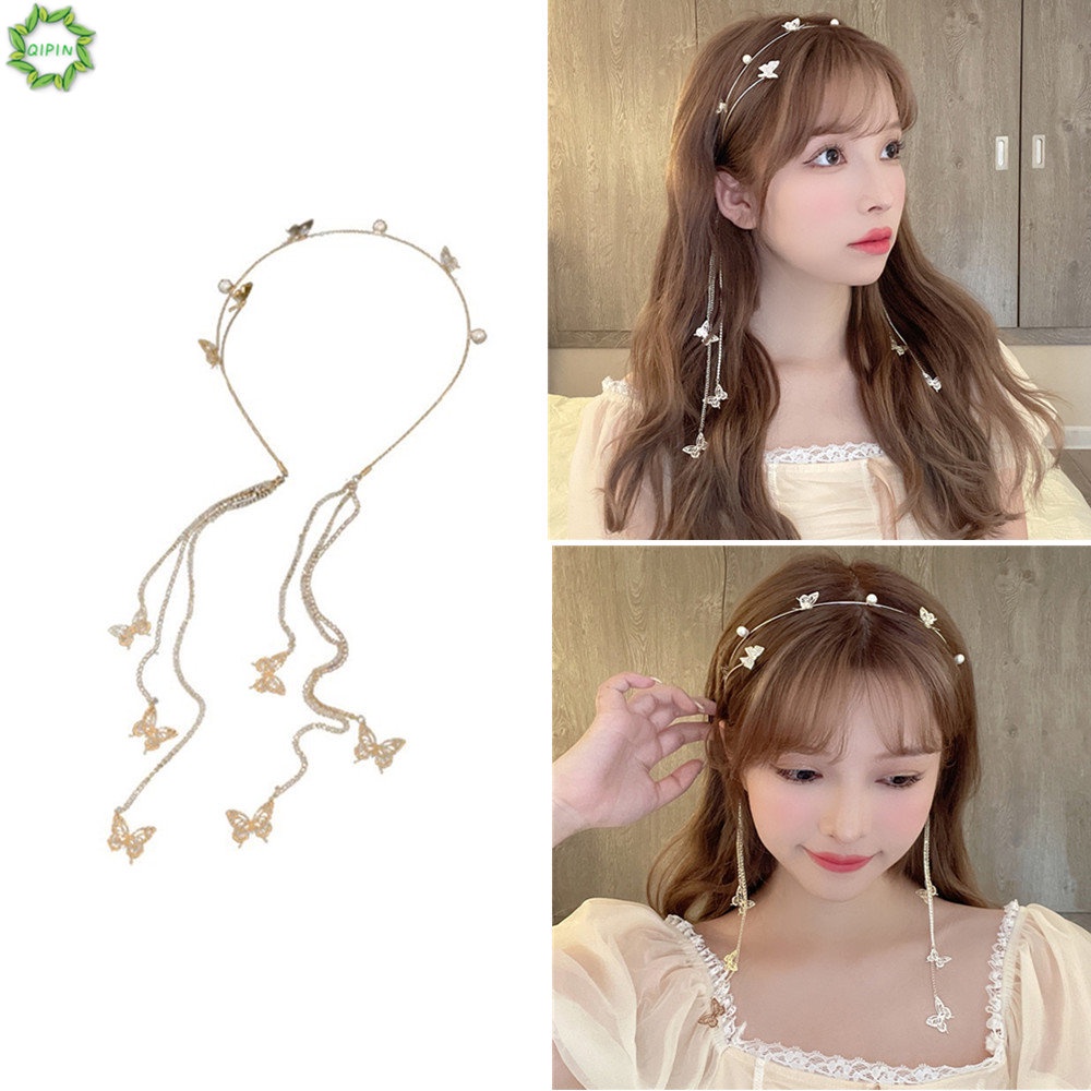 Băng Đô Cài Tóc Tua Rua Hình Bướm Ngọt Ngào Cho Cô Dâu