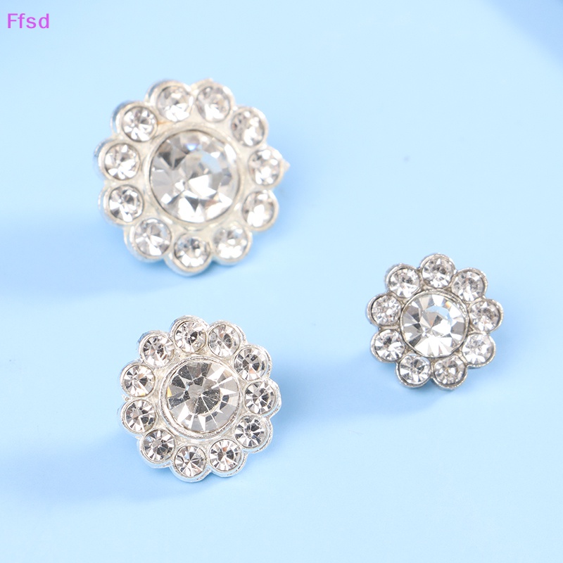 Bộ 10 Nút Áo Kim Loại Hình Bông Hoa Đính Đá Trang Trí Sổ Tay DIY