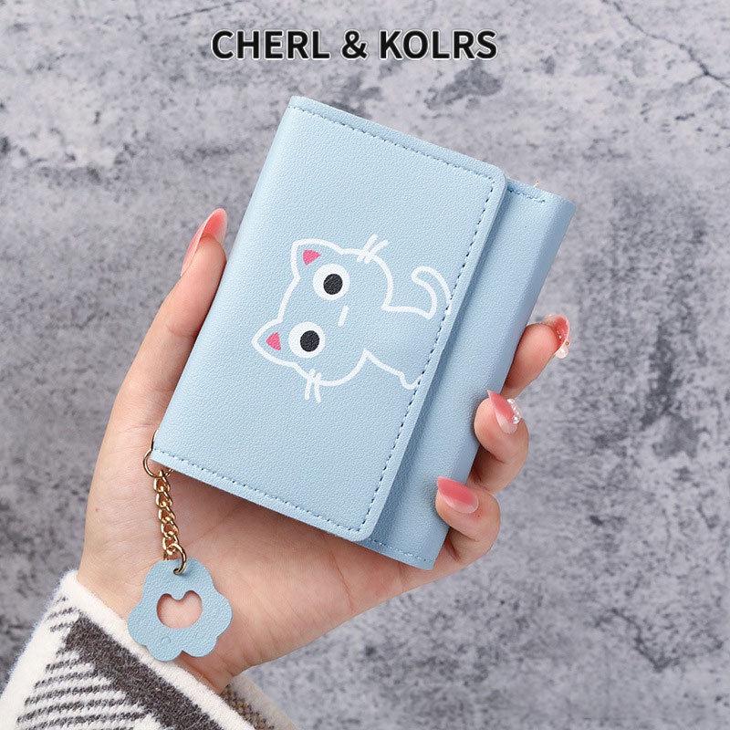 Ví Da Gập Ba mini Thời Trang Cao Cấp Cho Nữ CHERLKOLRS