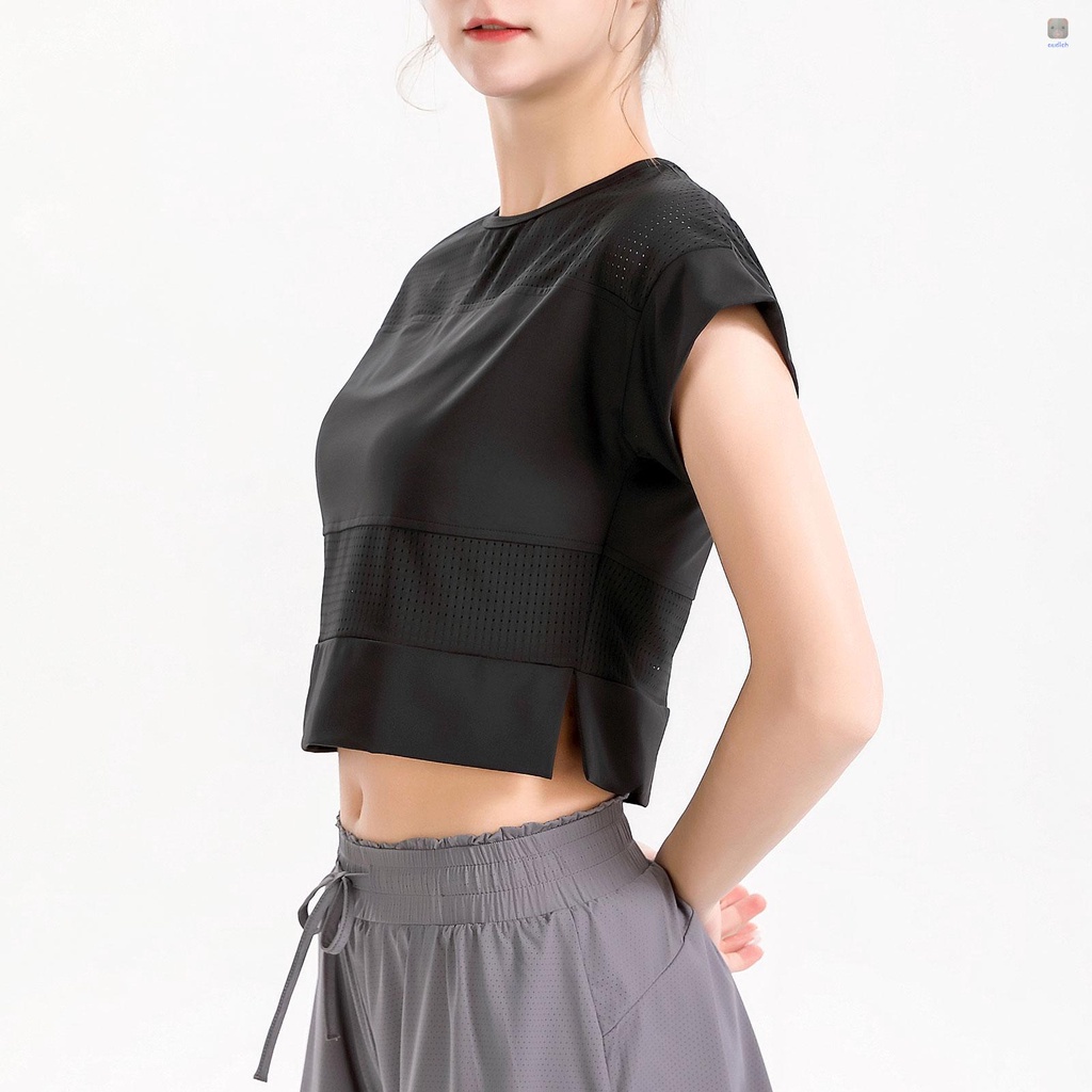 Áo Thun Thể Thao Tay Ngắn Phối Lưới Thoáng Khí Thời Trang Cho Nữ