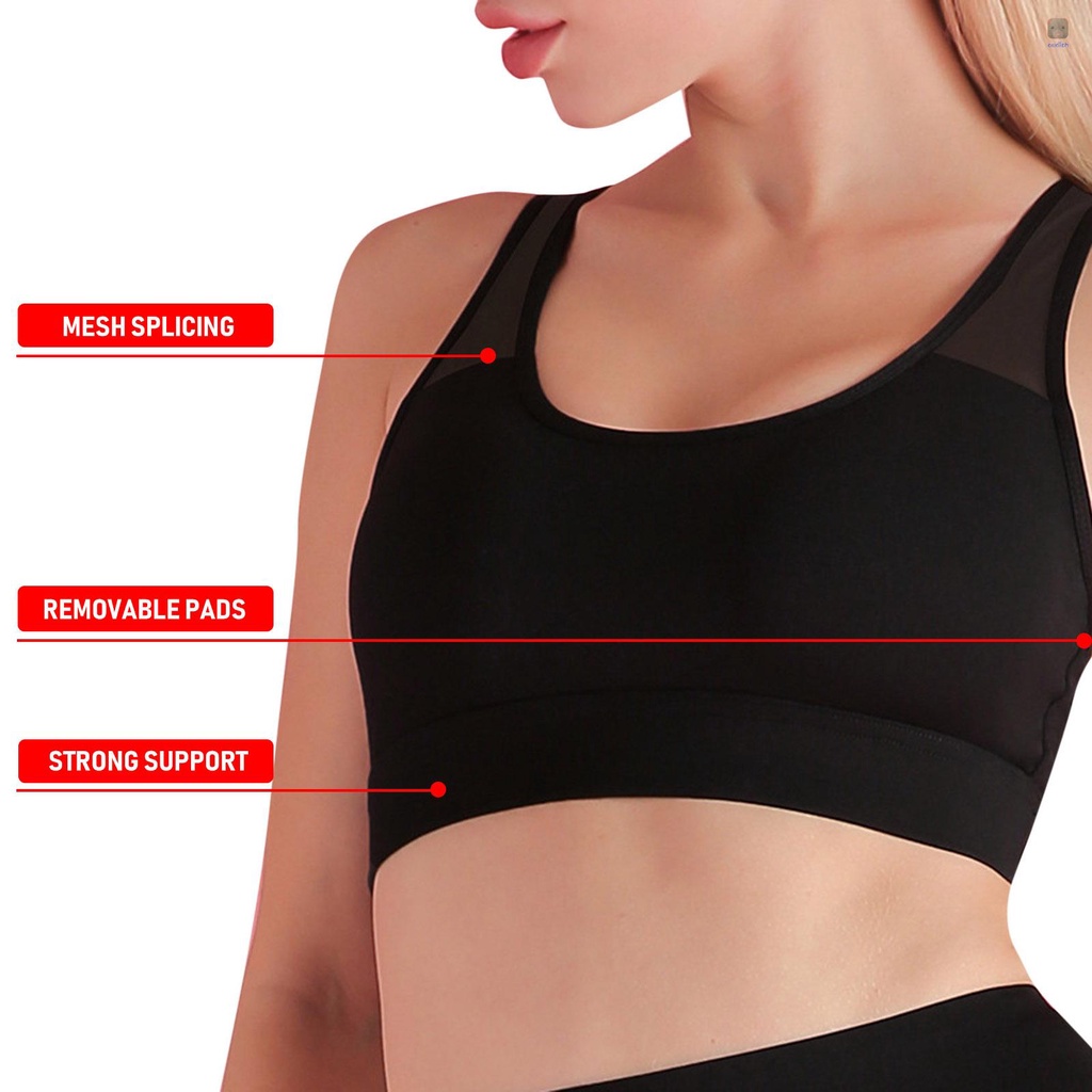 Áo Ngực Thể Thao Phối Lưới Thoáng Khí Có Mút Nâng Ngực Chống Rung Thời Trang Cho Nữ