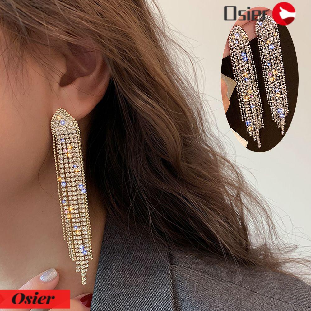 Bông Tai Dáng Dài Phối Tua Rua Thời Trang Sang Trọng 1 Cái Cho Nữ