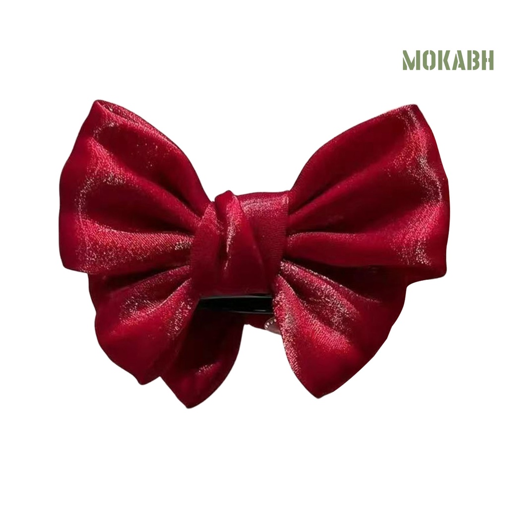 [Mok Abh] Kẹp Tóc Có Lò Xo Đính Nơ To Chống Trượt Hai Lớp Bằng Vải Mềm Cố Định Tóc Cố Định Phong Cách Công Chúa Dùng Làm Đạo Cụ Chụp