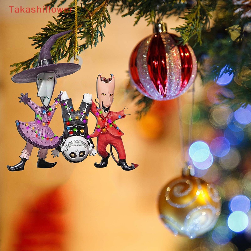 Phụ Kiện Trang Trí Cây Thông Giáng Sinh Bằng Acrylic Hai Mặt Họa Tiết Hoạt Hình Sáng Tạo