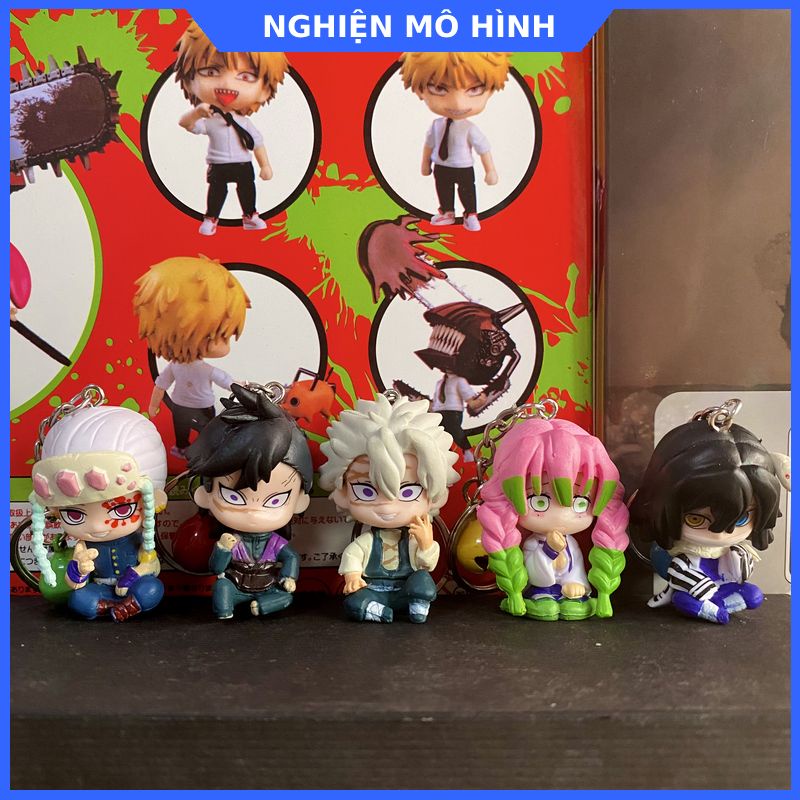 Móc khóa mô hình nhân vật ngồi Thanh gươm diệt quỷ Tanjiro Nezuko Zenitsu Inosuke Shinobu Giyuu Kimetsu No Yaiba