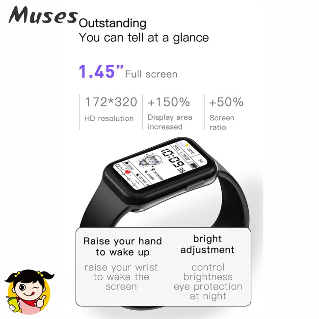 Đồng Hồ Thông Minh G132 Màn Hình Màu 1.45inch Theo Dõi Oxy Trong Máu Chống Thấm Nước Cho Nữ