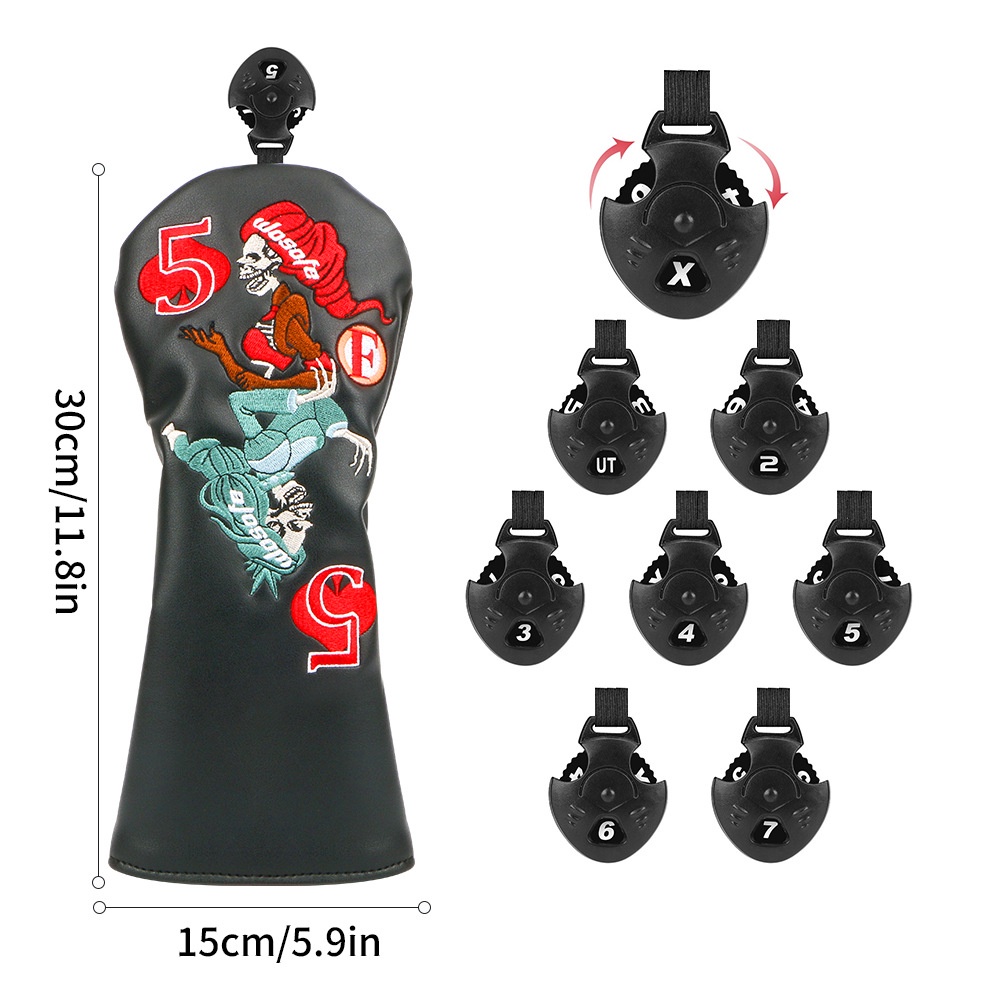 Vỏ Bọc Bảo Vệ Đầu Gậy Đánh Golf Thêu Hình Đầu Lâu Tinh Tế Mới