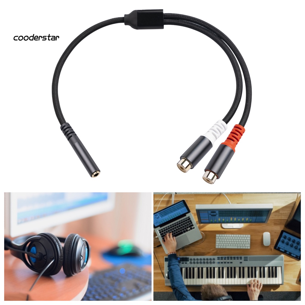 Cáp Chuyển Đổi Âm Thanh 3.5mm Female Sang 2 RCA 2 Trong 1