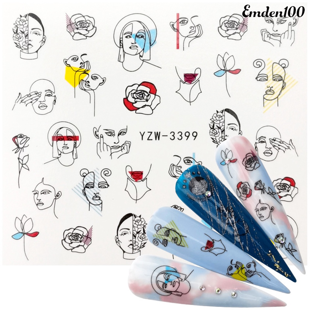 Bộ 100 Miếng Dán Trang Trí Móng Tay Họa Tiết Hình Học