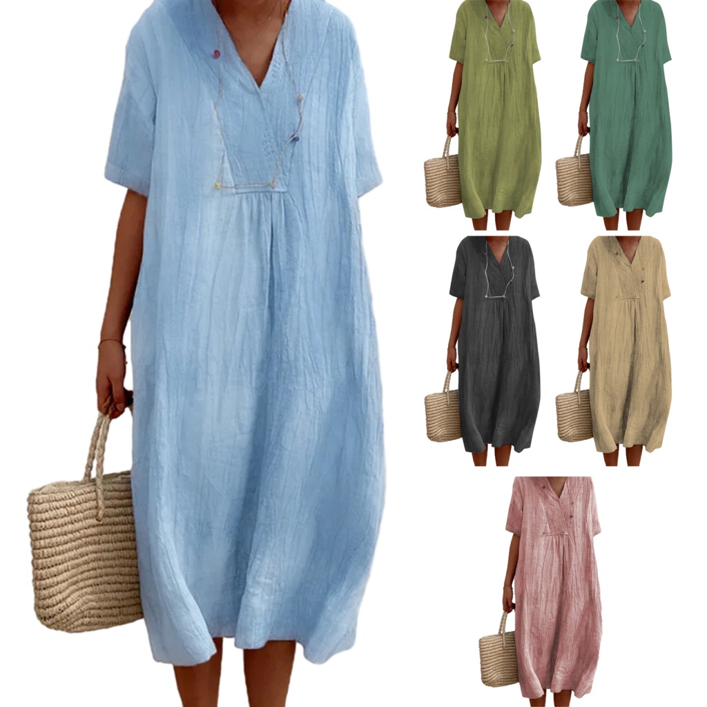 Đầm Tay Ngắn Thời Trang Mùa Hè Cho Nữ