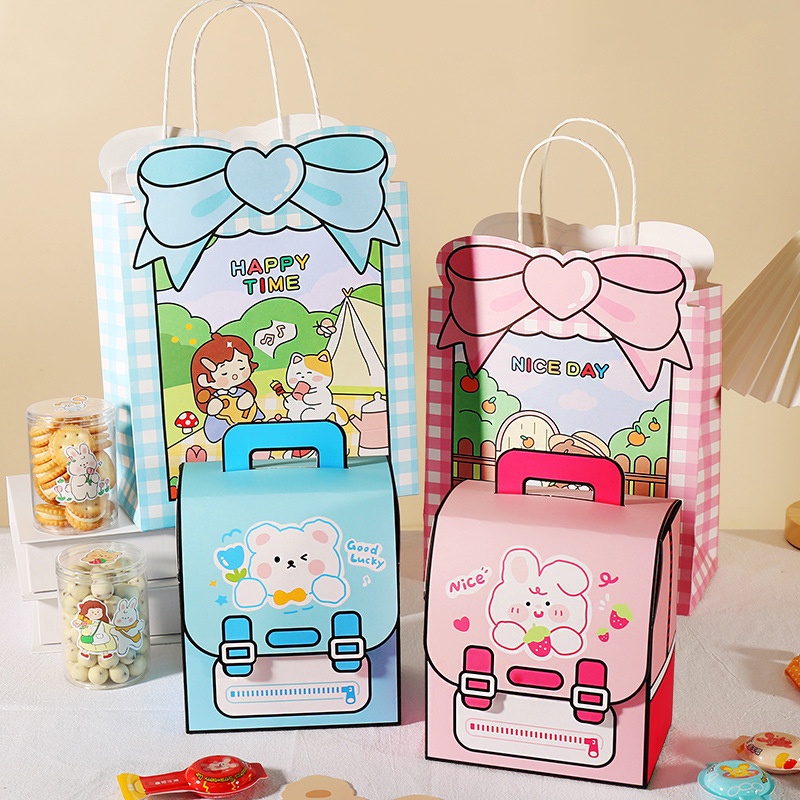 Túi Giấy Đựng Đồ Ăn Vặt In Hình Hoạt Hình Sáng Tạo Siêu Bền Cho Trẻ Em DIY