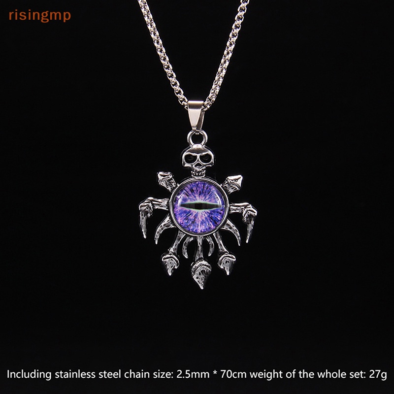 [risingmp] Vòng cổ Mặt Hình Đầu Lâu Bằng Thép Không Gỉ Phong Cách Hip Hop Cổ Điển Cho Nam Và Nữ