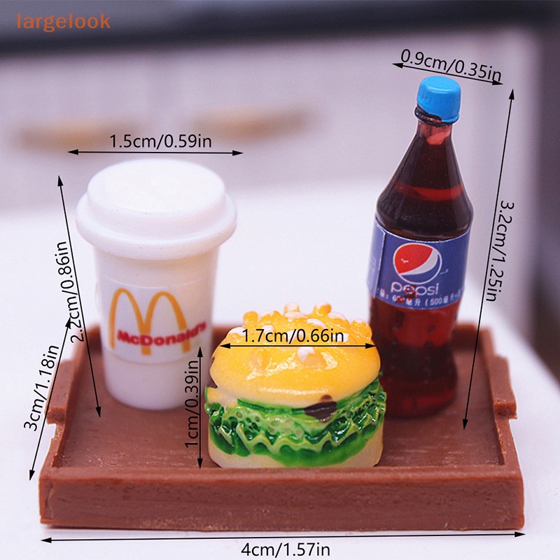 Bộ 5 Mô Hình Túi Đựng Bánh Burger Trang Trí Nhà Búp Bê