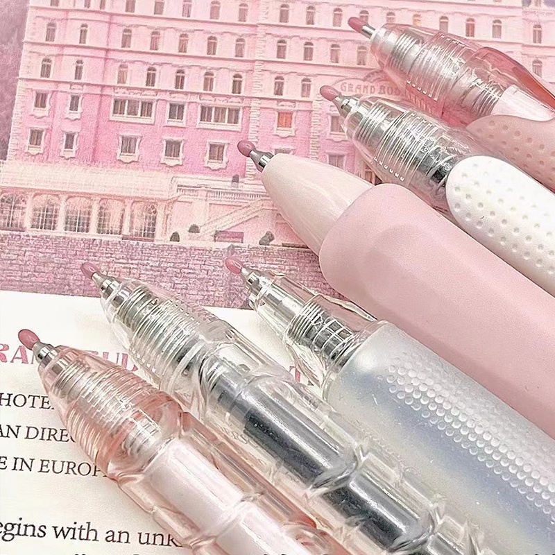 Set 6 Bút Mực Gel Ngòi 0.5mm Màu Hồng Dễ Thương Chất Lượng Cao