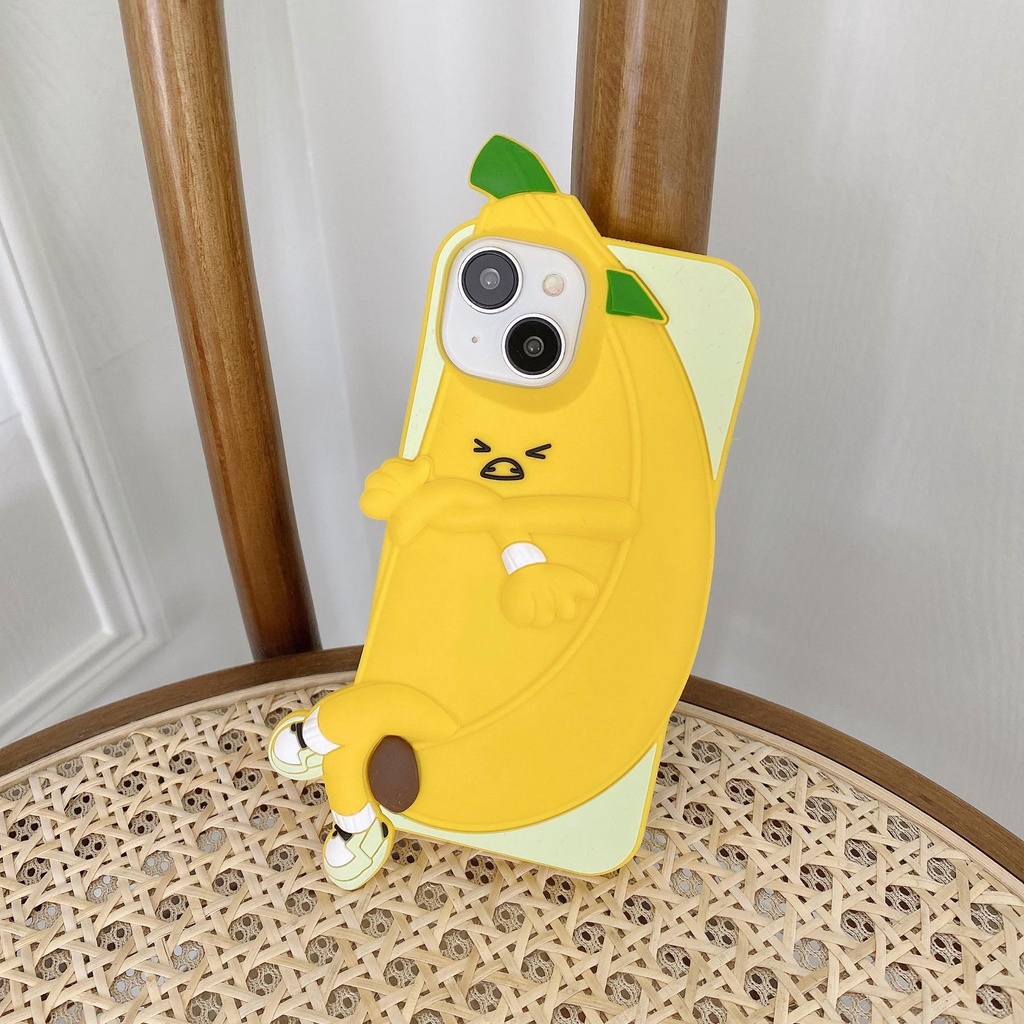 Ốp Điện Thoại Silicon TPU Mềm Hình Quả Chuối 3D Bảo Vệ Camera Chống Sốc Cho iPhone 13 12 11 14 PRO MAX