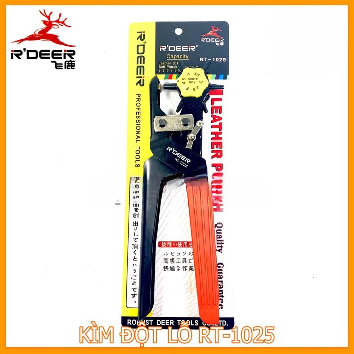 Kìm bấm lỗ, đột lỗ [HÀNG CHÍNH HÃNG] R'DEER RT-1025 Bấm lỗ thắt lưng, dây da,... Loại 6 Size 6 Lỗ cao cấp