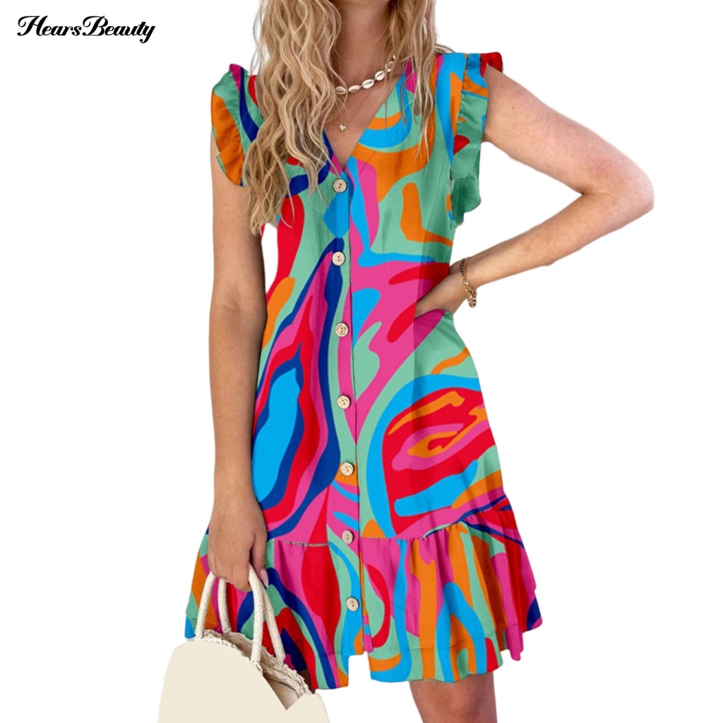 Đầm Mini Cổ Chữ V Thời Trang Xinh Xắn Cho Nữ