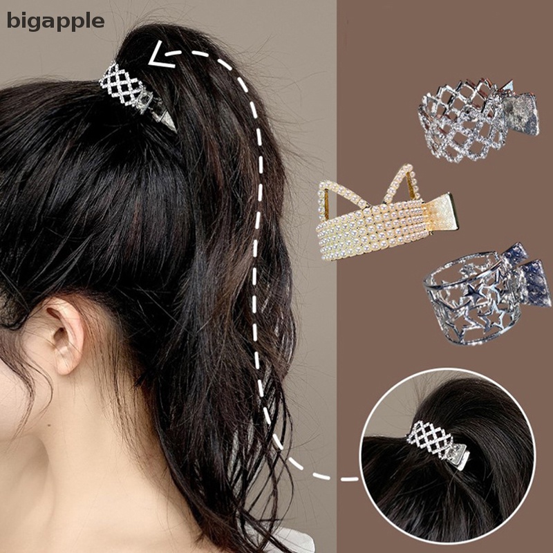 Kẹp Tóc Đính Đá Bằng Kim Loại Kiểu Gợn Sóng 1 Cái