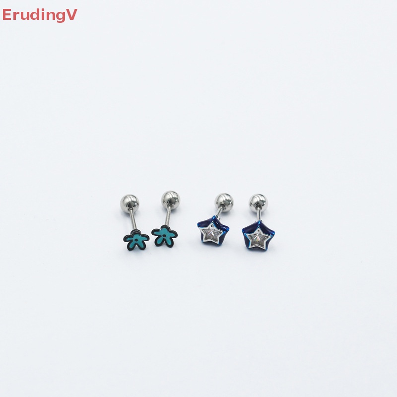 1 Đôi Khuyên Tai Xoắn Ốc Đính Đá Zircon Hình Hoa Ngôi Sao Dễ Thương Cho Nữ
