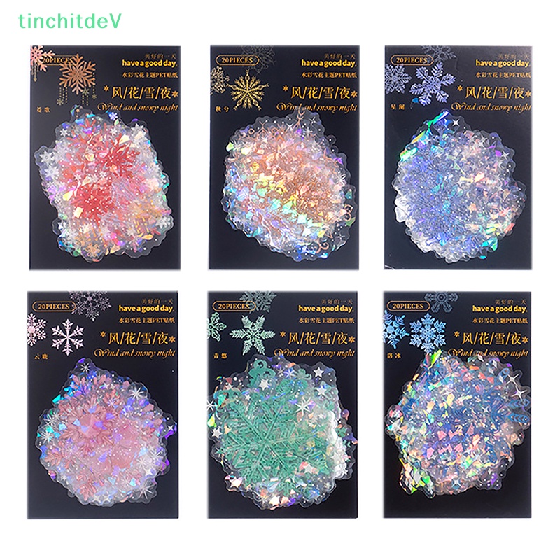 1 Set 6 Kiểu Sticker Dán Hình Bông Tuyết Bằng Chất Liệu PET Dùng Trang Trí DIY