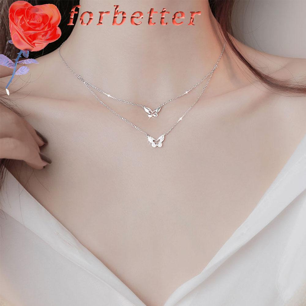 Vòng Cổ Choker Hai Lớp Mặt Bướm Đính Đá Sáng Bóng