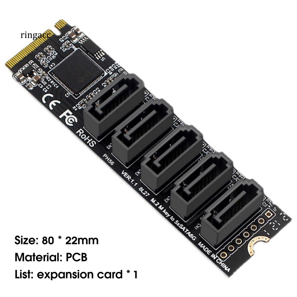 Thẻ Mở Rộng Ổ Đĩa Rắn RGA PH56 5 Cổng JMB585 M2 PCIE Sang SATA 6G SSD SATA Cho Windows