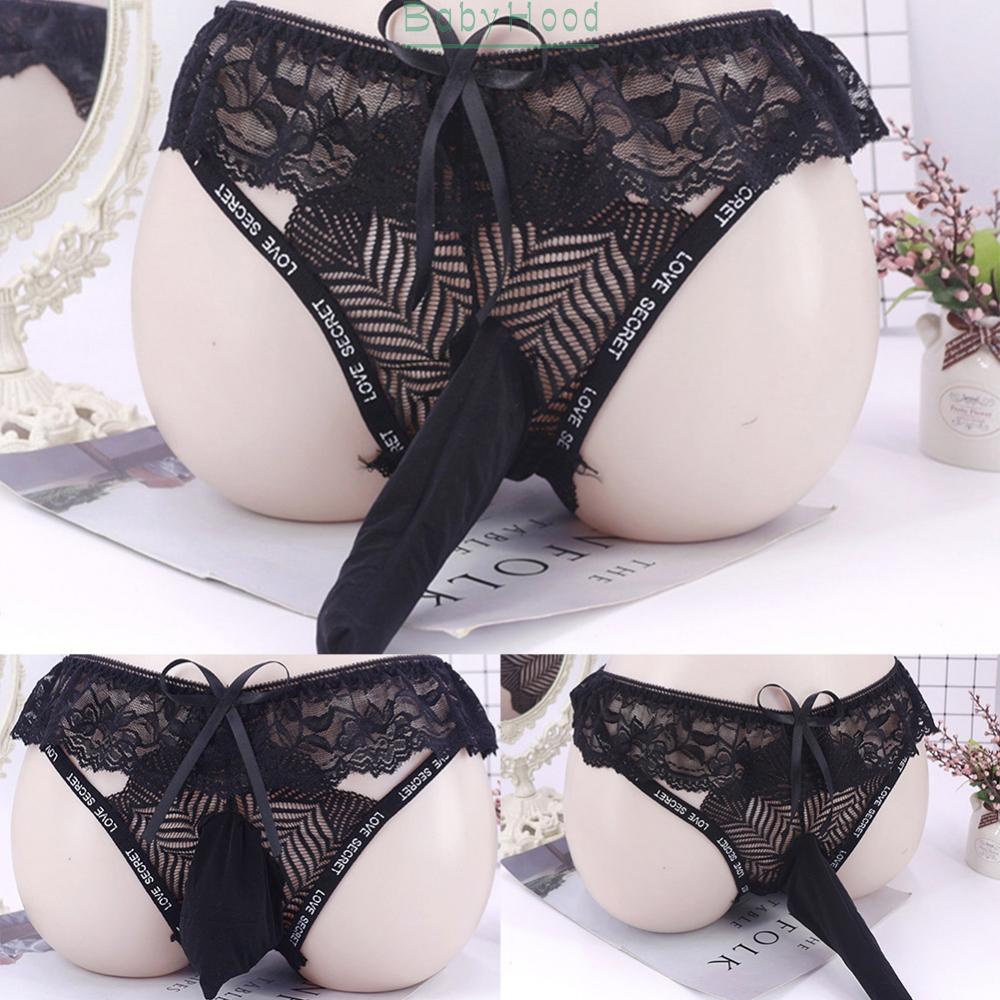 Men\'s Brief Lingerie Low Rise Male Mens Panties Sexy Sheer Lace Solid#BBHOOD