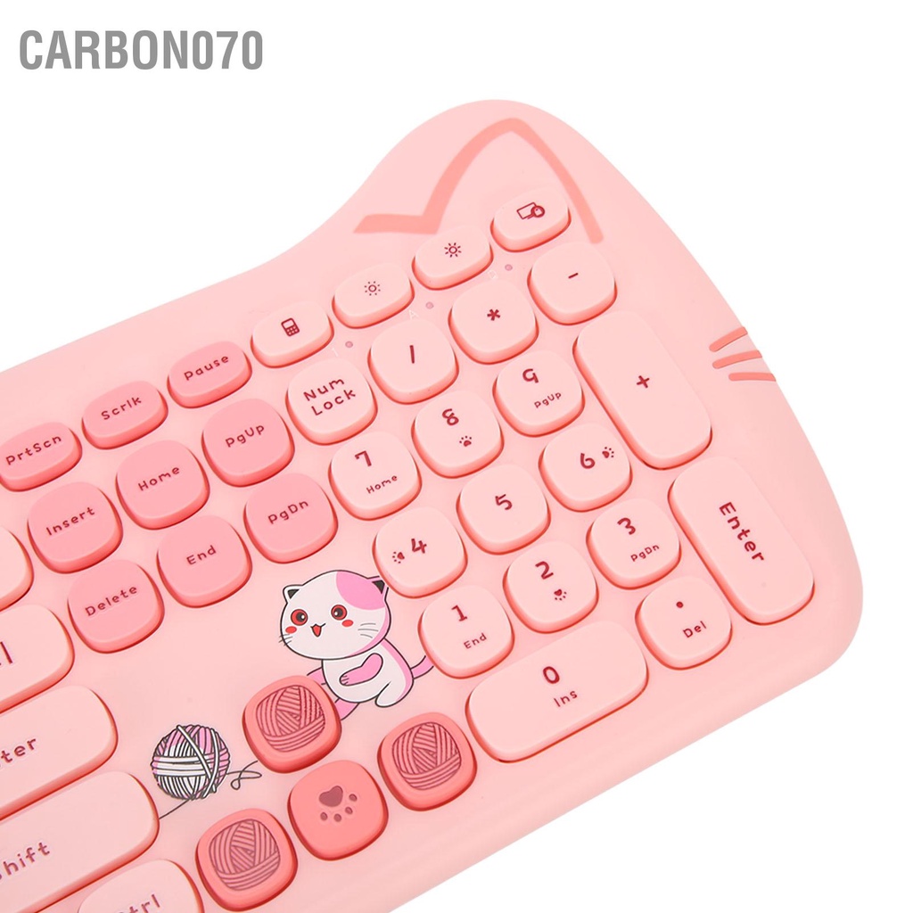Carbon070 Combo Chuột Bàn Phím Không Dây 2.4GHz Màu Tương Phản Dễ Thương 110 Keycaps Tròn Và Cho Nữ Sinh Văn Phòng