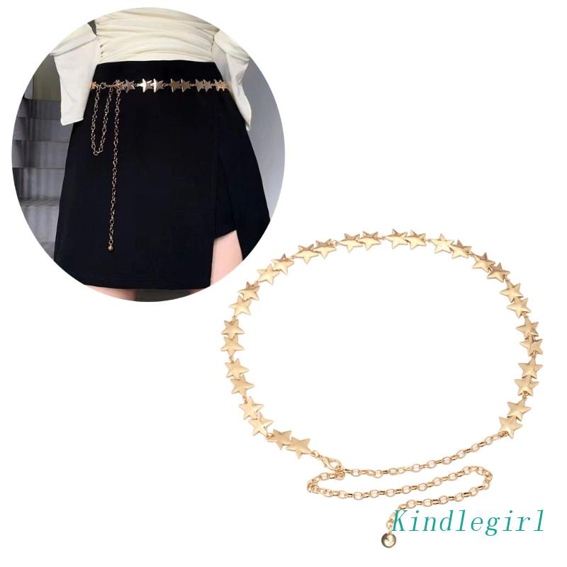 Thắt Lưng Dây Xích Gắn Ngôi Sao Trang Trí Quần Jean Cho Nữ