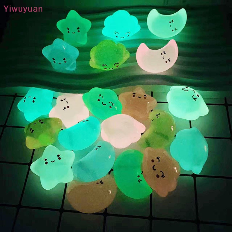 < Yiwuyuan > Đồ Chơi Trang Trí Tiểu Cảnh Ba Chiều Bằng Nhựa Resin Mini Phát Quang Hình Trăng Sao Đám Mây Gắn Xe Hơi DIY