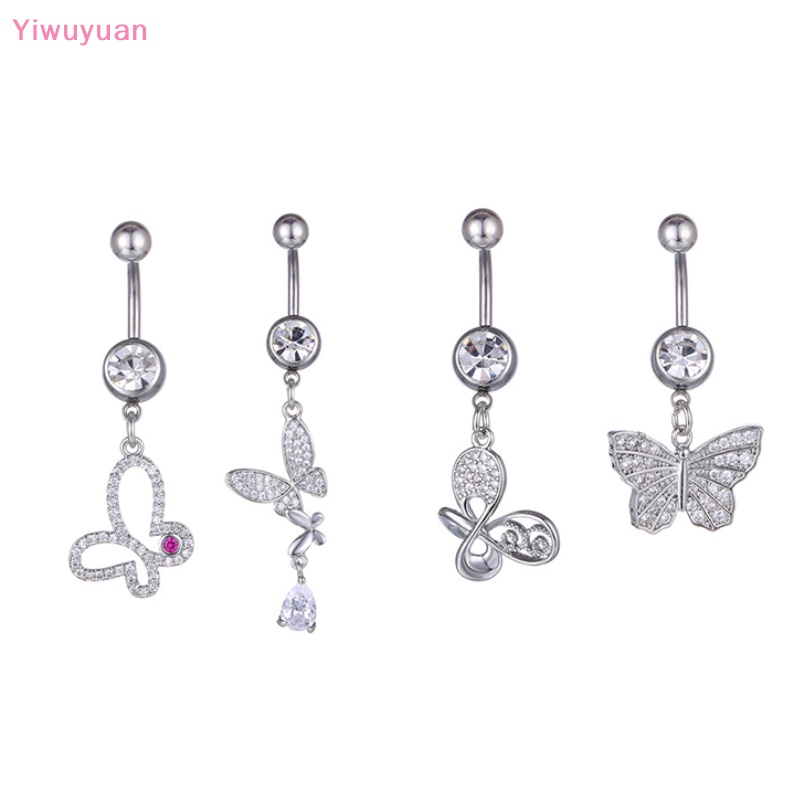 Khuyên Rốn Bằng Đồng Đính Đá Zircon Hình Bướm Thời Trang Mới