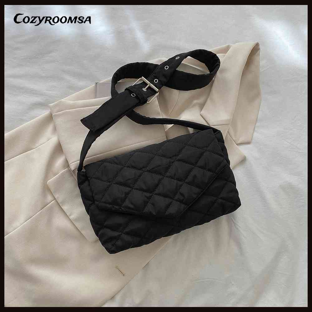 Túi Đeo Chéo Chất Liệu Nylon Cotton Chần Bông Thời Trang Mùa Đông